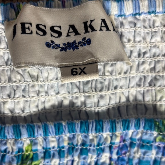 JessaKae women’s 6x blueberry muffin tiered gingham maxi dress smocked - Picture 6 of 7